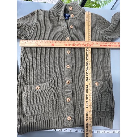 Chaps Cardigan Sweater Women XL Ribbed Knit Utility Olive Fall Loungewear Preppy - Picture 4 of 9
